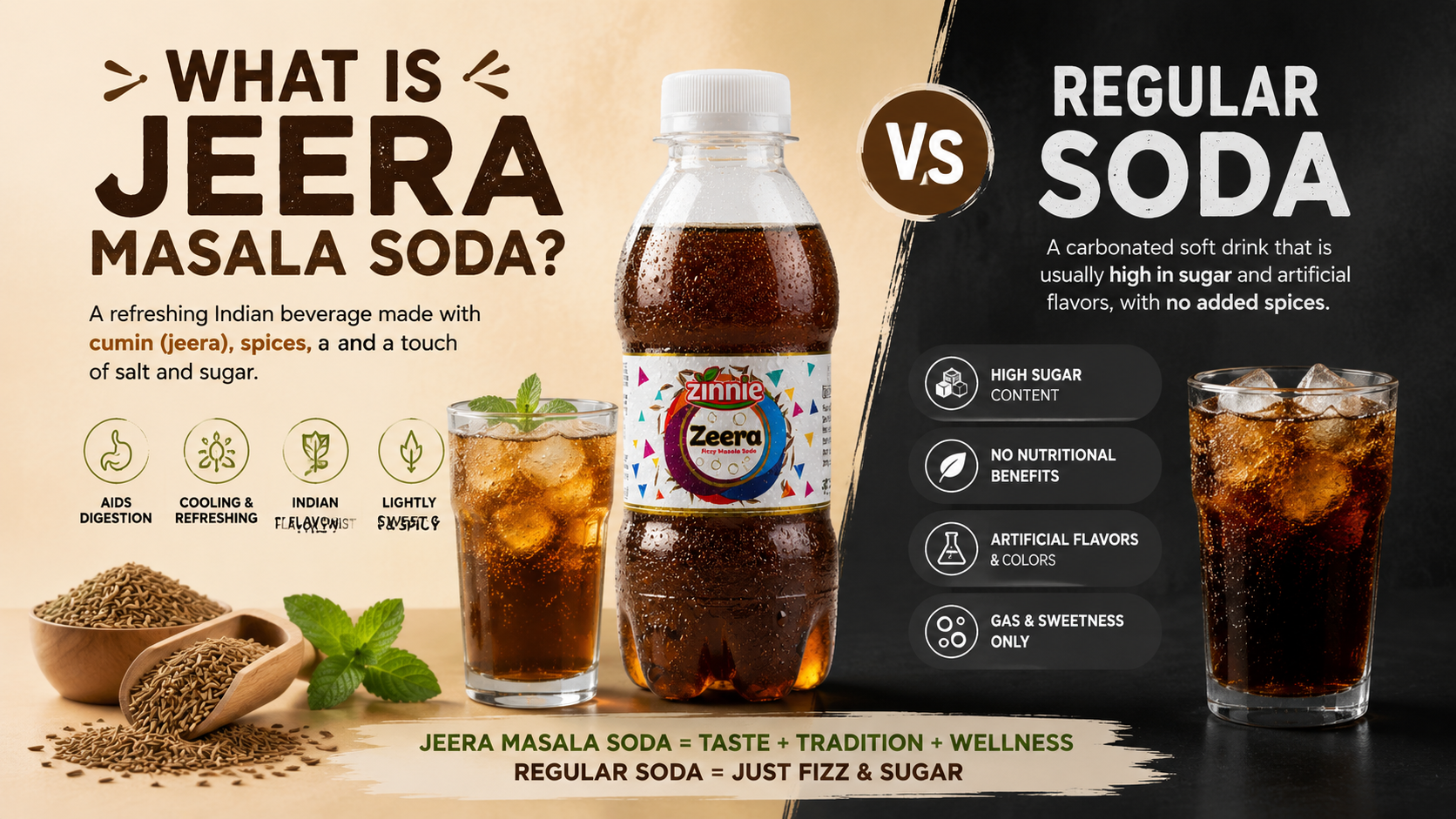 masala soda drink India with jeera black salt and lemon